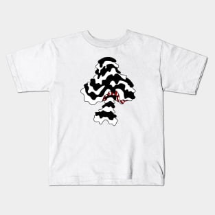 The Perfect Magic Mushroom: Trippy Dripping Wavy Black and White and Red Contour Lines Kids T-Shirt